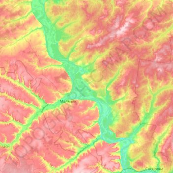 Топографическая карта Малмыжский район, высота, рельеф