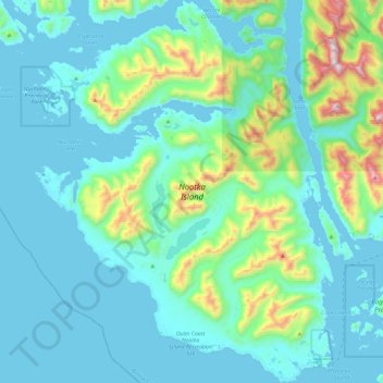 Топографическая карта Nootka Island, высота, рельеф