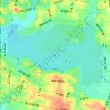 Топографическая карта 兴隆湖, высота, рельеф