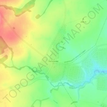 Топографическая карта Богушово, высота, рельеф