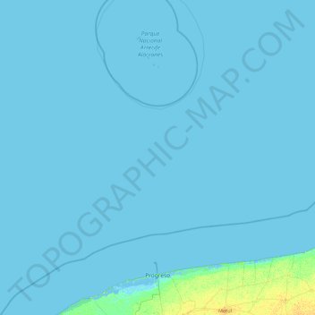 Топографическая карта Progreso, высота, рельеф