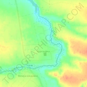 Топографическая карта Кургановка, высота, рельеф