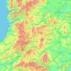 Топографическая карта Powys, высота, рельеф