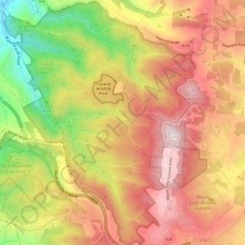 Топографическая карта Cleland, высота, рельеф