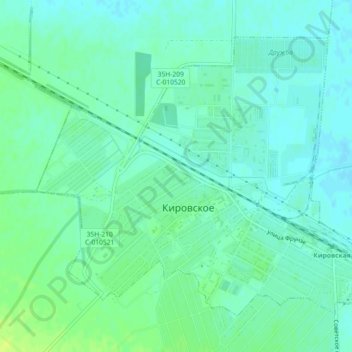 Топографическая карта Кировское сельское поселение, высота, рельеф