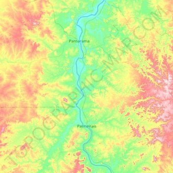 Топографическая карта Palmeirais, высота, рельеф