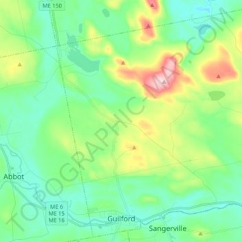 Топографическая карта Guilford, высота, рельеф