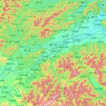 Топографическая карта Quzhou, высота, рельеф