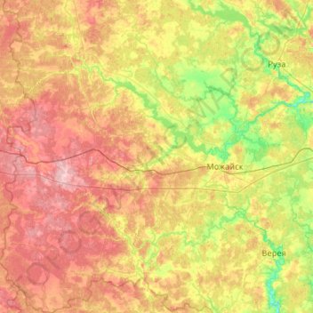 Топографическая карта Можайский городской округ, высота, рельеф