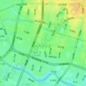 Топографическая карта 和平路街道, высота, рельеф