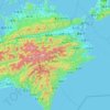 Топографическая карта 徳島県, высота, рельеф