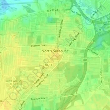 Топографическая карта North Syracuse, высота, рельеф