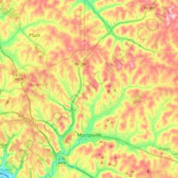 Топографическая карта Murrysville, высота, рельеф