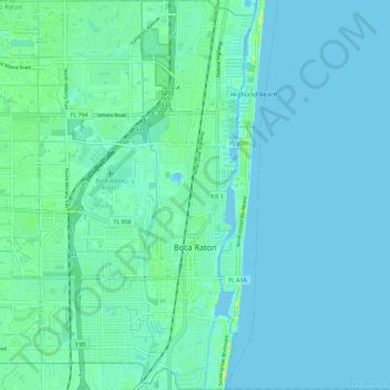 Топографическая карта Boca Raton, высота, рельеф