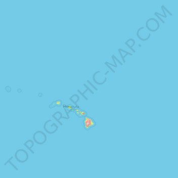 Топографическая карта Hawaiian Islands, высота, рельеф