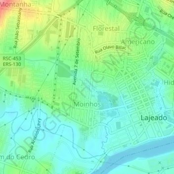 Топографическая карта Moinhos, высота, рельеф