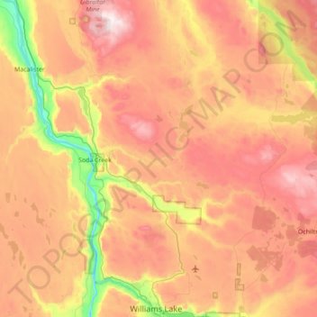 Топографическая карта Area D (Commodore Heights/McLeese Lake), высота, рельеф