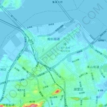 Топографическая карта Dianqian Subdistrict, высота, рельеф