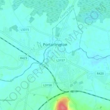 Топографическая карта Portarlington, высота, рельеф