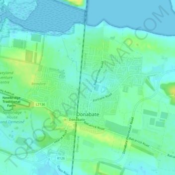 Топографическая карта Donabate, высота, рельеф