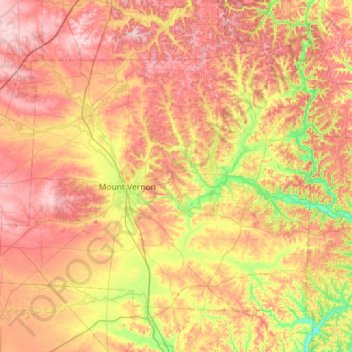 Топографическая карта Knox County, высота, рельеф