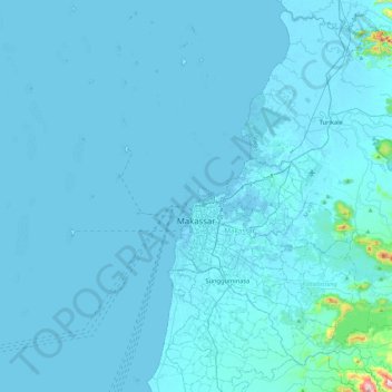Топографическая карта Makassar, высота, рельеф