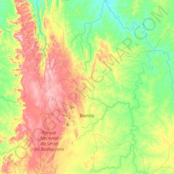 Топографическая карта Bonito, высота, рельеф