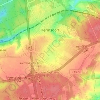 Топографическая карта Hermsdorf, высота, рельеф