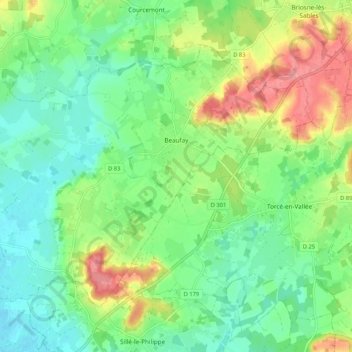 Топографическая карта Beaufay, высота, рельеф