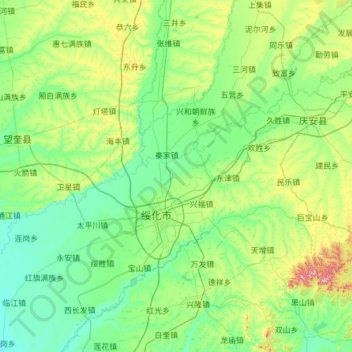 Топографическая карта 北林区, высота, рельеф