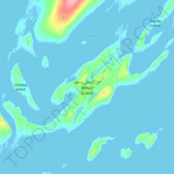 Топографическая карта Mavor Island, высота, рельеф
