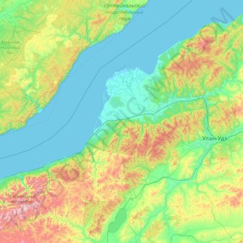 Топографическая карта Кабанский район, высота, рельеф