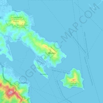 Топографическая карта Tiburon, высота, рельеф