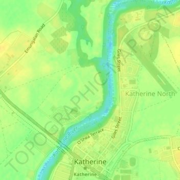 Топографическая карта Katherine, высота, рельеф
