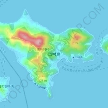 Топографическая карта 岡村島, высота, рельеф