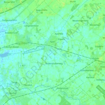 Топографическая карта Apen, высота, рельеф