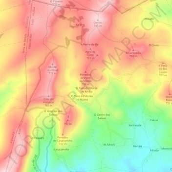 Топографическая карта Merlán, высота, рельеф
