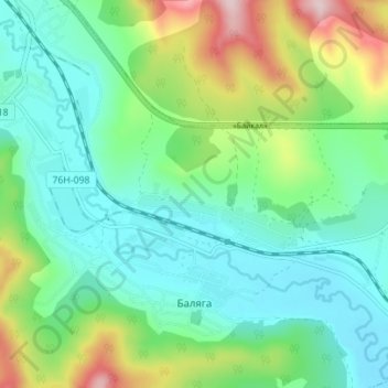 Топографическая карта Баляга, высота, рельеф