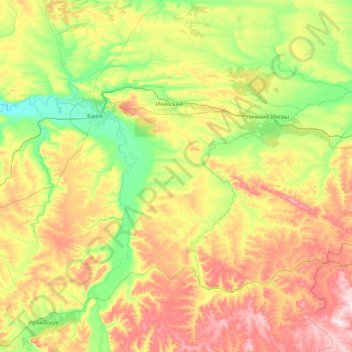 Топографическая карта Иланский район, высота, рельеф