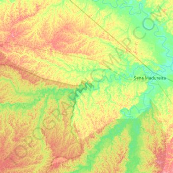Топографическая карта Rio Caeté, высота, рельеф