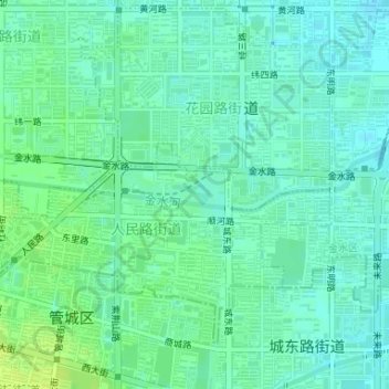 Топографическая карта 紫荆山公园, высота, рельеф