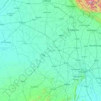 Топографическая карта Haryana, высота, рельеф