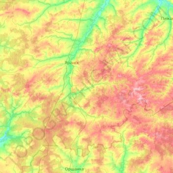 Топографическая карта Яранский район, высота, рельеф