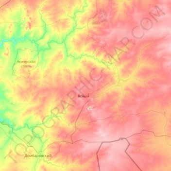 Топографическая карта Ясненский городской округ, высота, рельеф