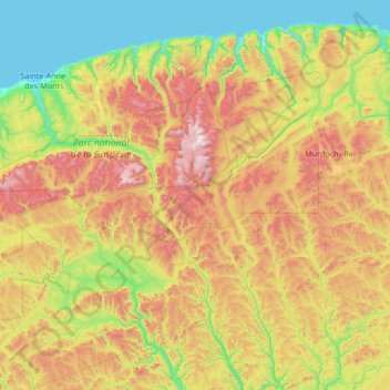 Топографическая карта Mont-Albert, высота, рельеф