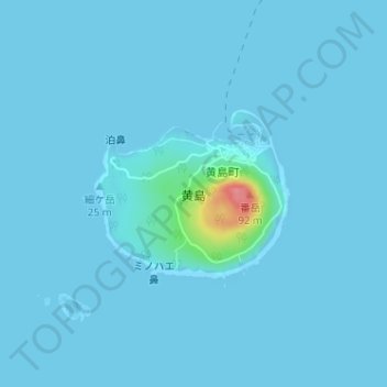 Топографическая карта 黄島, высота, рельеф