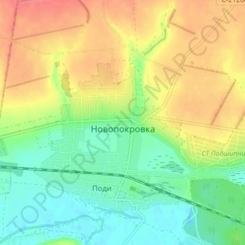 Топографическая карта Новопокровка, высота, рельеф