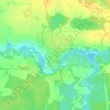Топографическая карта Шапечино, высота, рельеф