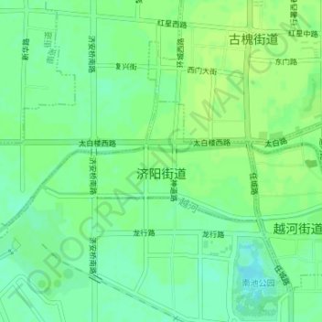 Топографическая карта Jiyang Subdistrict, высота, рельеф