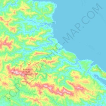 Топографическая карта Ponérihouen, высота, рельеф